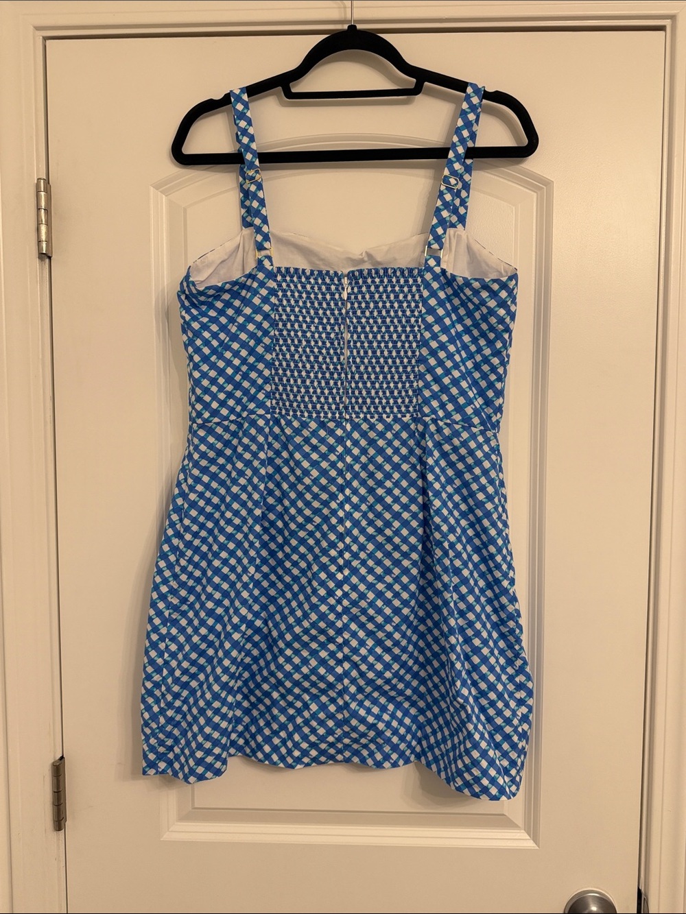 Blue Gingham Dress with White Trim - Picture 3 of 5